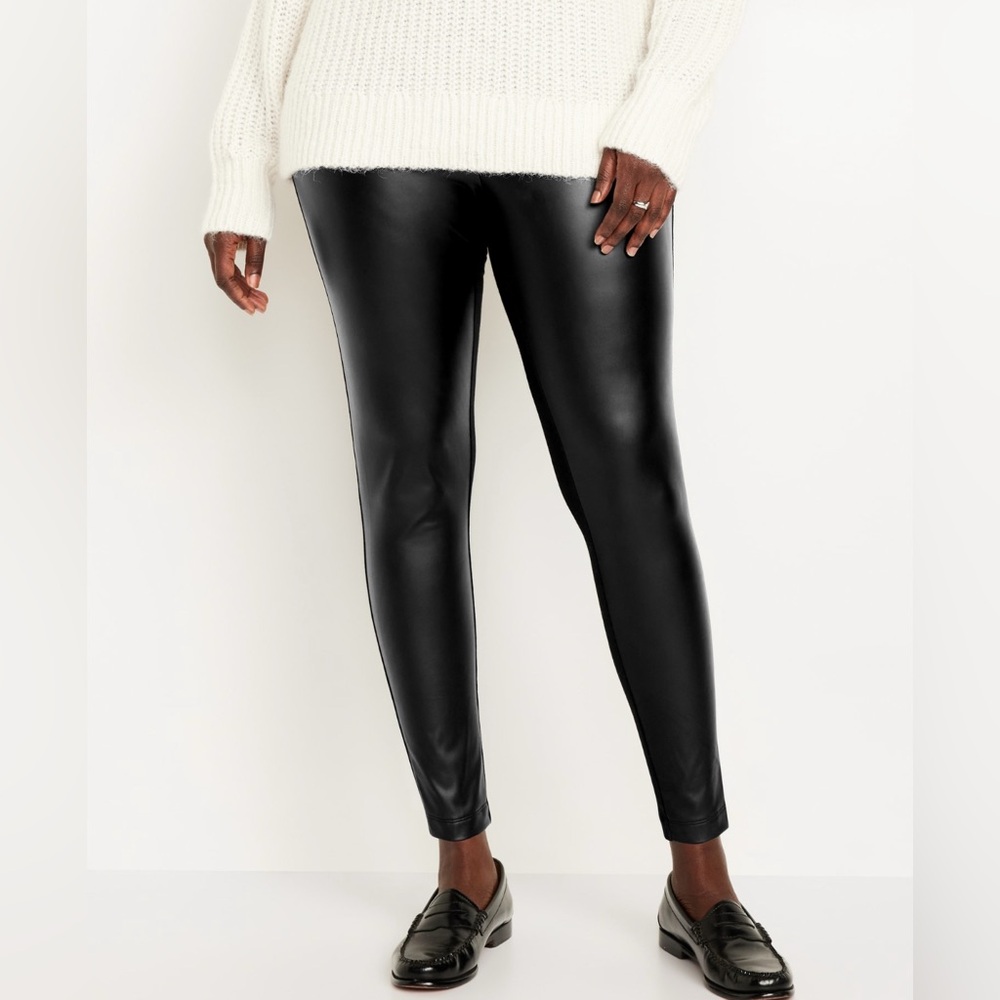 High Waisted Faux-Leather (NEW) 
Front- Panel Leggings